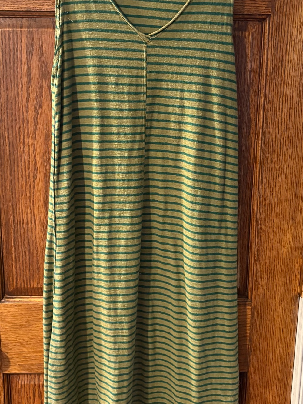 Green and Beige Striped dress